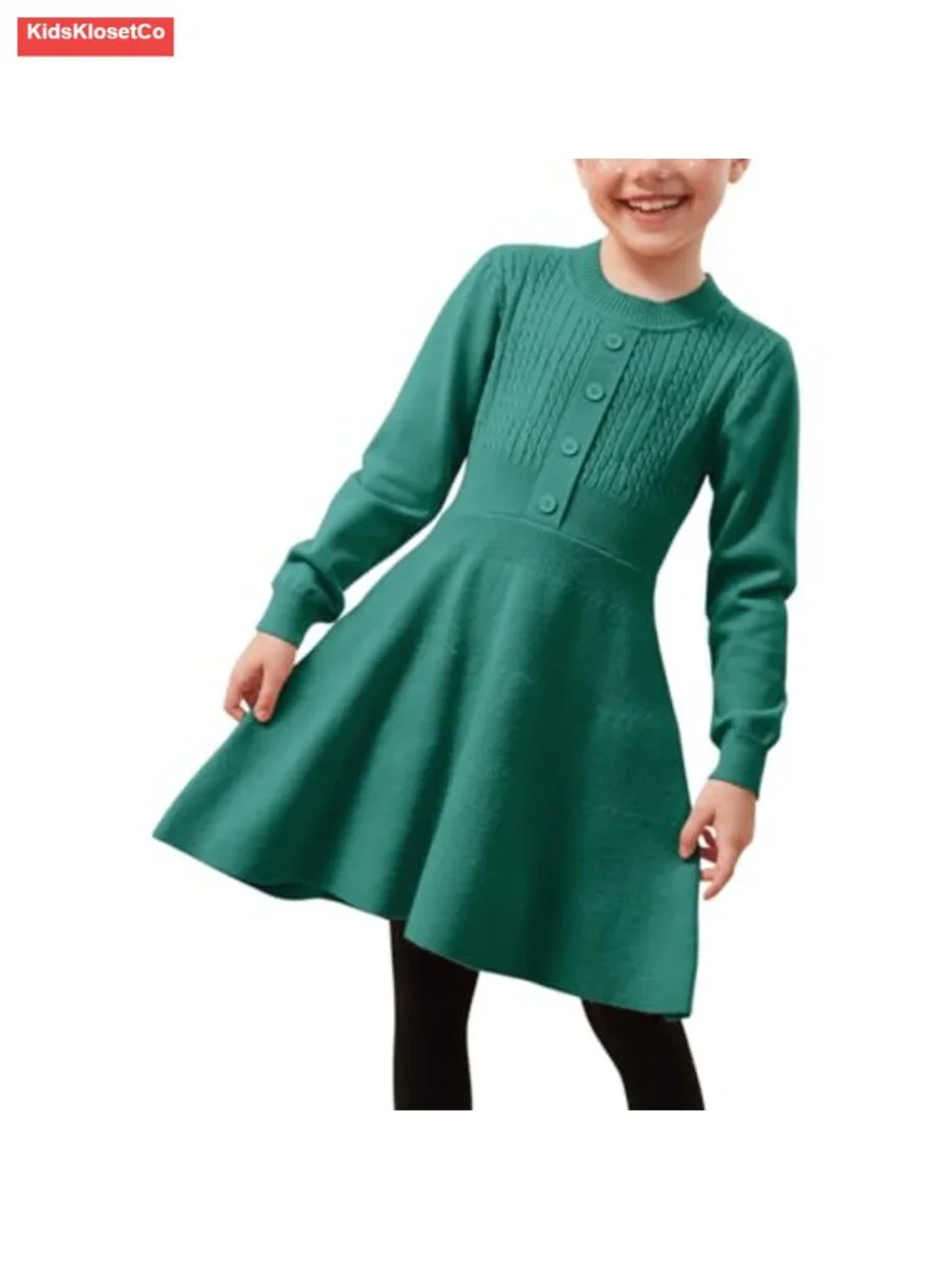 Girls Knitted Sweater Dress Ruffle Long Sleeve Winter Fall